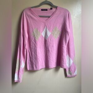 CASHMERE Valerie Stevens V neck y2k sweater size L preppy academia mean girls